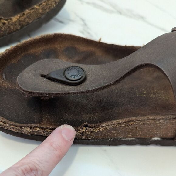 Birkenstock Gizeh Brown Oiled Leather Between Toe Thong Sandals Slides EU 36 - Picture 11 of 12